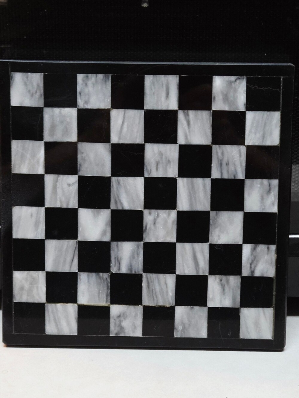 Handcrafted Marble Chess Board Black & White Trivet if You Prefer 7" Square